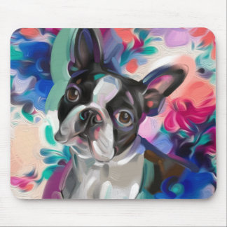 "Joy" Boston Terrier Hund Art Mus pad Musmatta