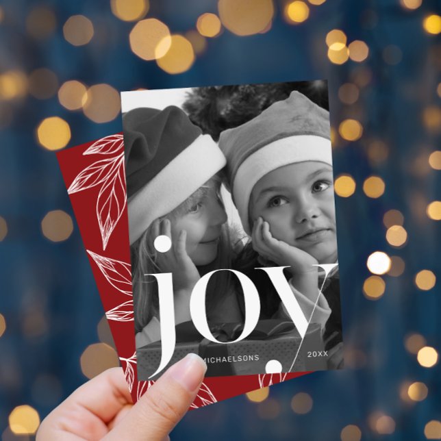 Joy Botanical Print med Photo Red-jul Inbjudningar (Skapare uppladdad)