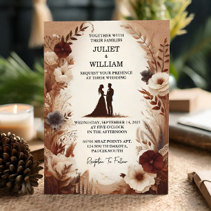 Joy Brown Fall Wood Paperie Recycled Pappra Bröllo Inbjudningar