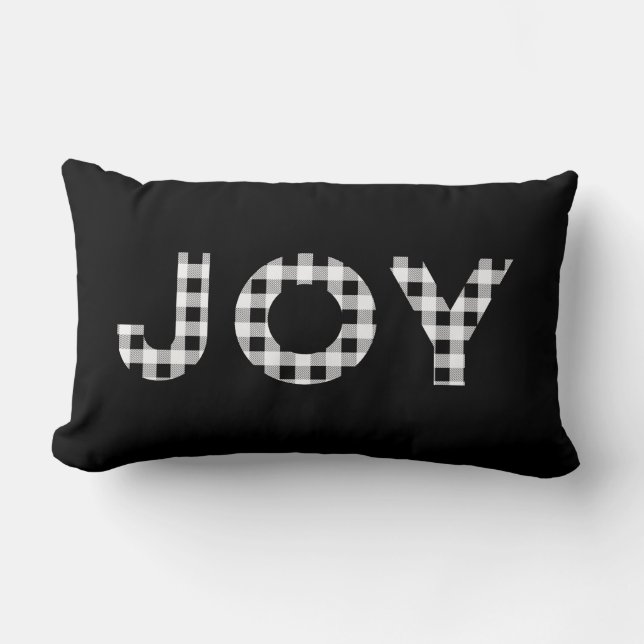 Joy Buffalo Check Black White Helgdag Dekorativ ku Lumbarkudde (Framsida)
