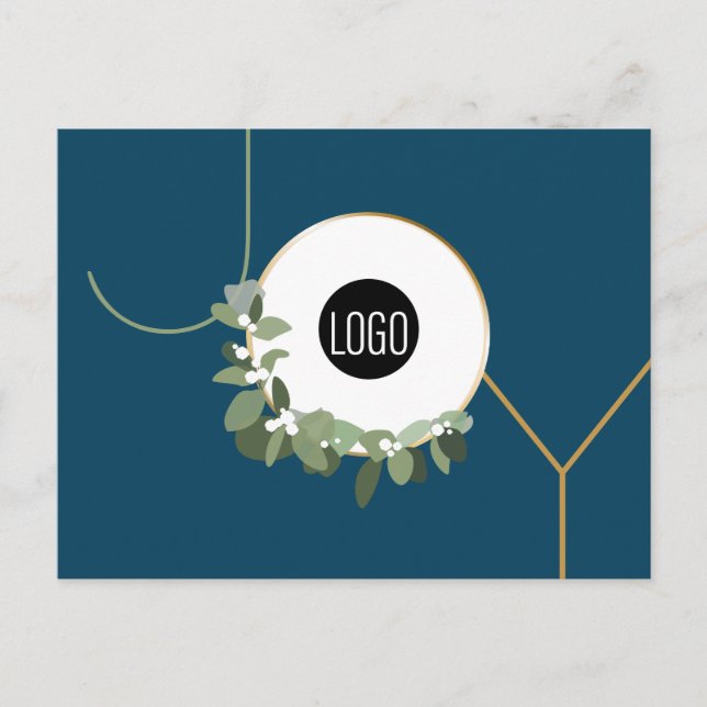 Joy Business Logotyp Glad helg Blue Vykort (Framsida)