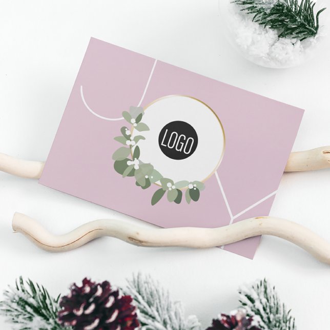 Joy Business Logotyp Glad helg Rosa Julkort (Chic, simple, JOY business pink  holiday cards)