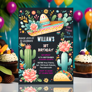 joy cactus söt uno taco first fiesta 1st Birthday Inbjudningar