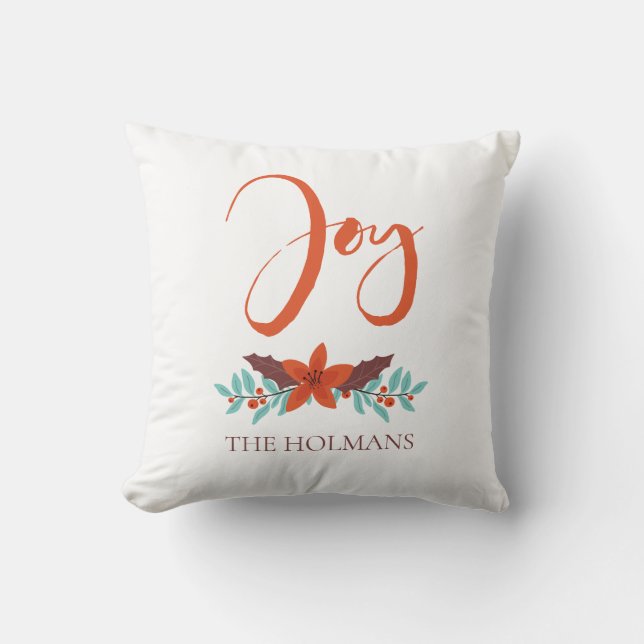 Joy Calligraphy Anpassningsbar Helgdag Photo Dubbl Kudde (Framsida)