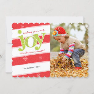JOY Candy cane Rand julfoto Red Grönt Inbjudningar