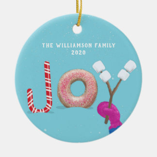 Joy Candy Donut Marshmallow Blue Julgransprydnad Keramik