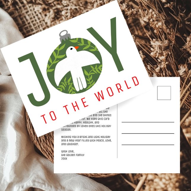 JOY Charming Dove julgransprydnad jul  Helg Vykort (JOY Charming Dove Christmas Ornament Xmas Holiday Non-Photo Postcard
)