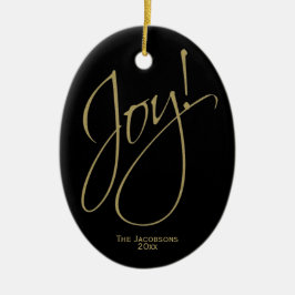 Joy! Chic - minimalt julfoto för svart och Guld Julgransprydnad Keramik