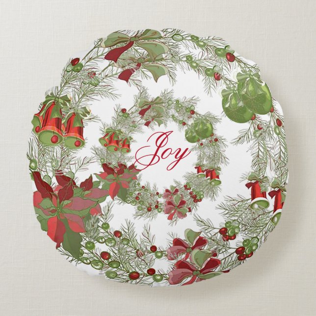 Joy Chistmas Wandan Round Dekorativ kudde (Framsidan)