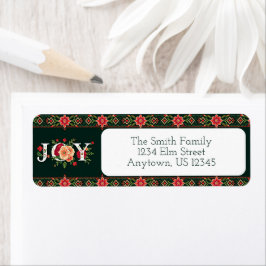 JOY christmas blommigt gräns adress Returadress Etikett