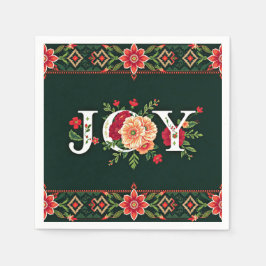 JOY christmas blommigt gräns Pappersservett