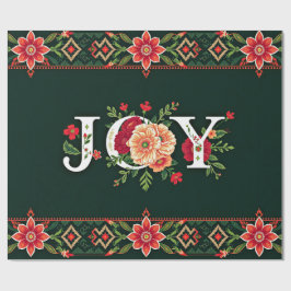 JOY christmas blommigt gräns Presentpapper
