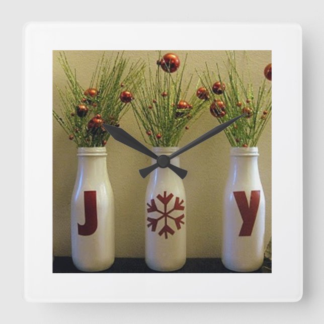 "JOY" CHRISTMAS CLOCK FYRKANTIG KLOCKA (Framsida)
