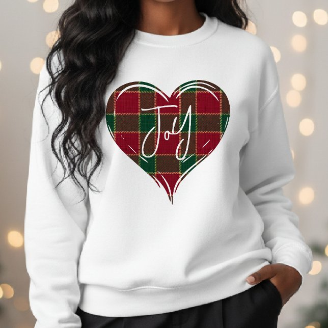 Joy Christmas Holiday Red & Green Heart Tartan T Shirt (Joy Christmas Holiday Red & Green Heart Tartan Sweatshirt
)
