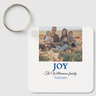 Joy christmas lägg till foto-helgdag i familjen na nyckelring