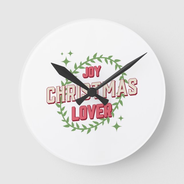 Joy Christmas Lover Rund Klocka (Framsida)