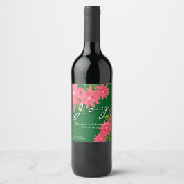 Joy Christmas Poinsettia Green Vinflaska Etikett
