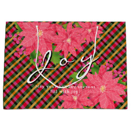 Joy Christmas Poinsettia Plaid Business Logo Gift
