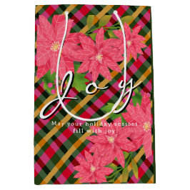 Joy Christmas Poinsettia Plaid Business Logo Gift