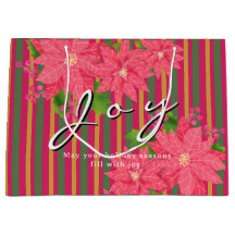 Joy Christmas Poinsettia Stripe Business Logo Gift