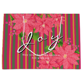 Joy Christmas Poinsettia Stripe Business Logo Gift