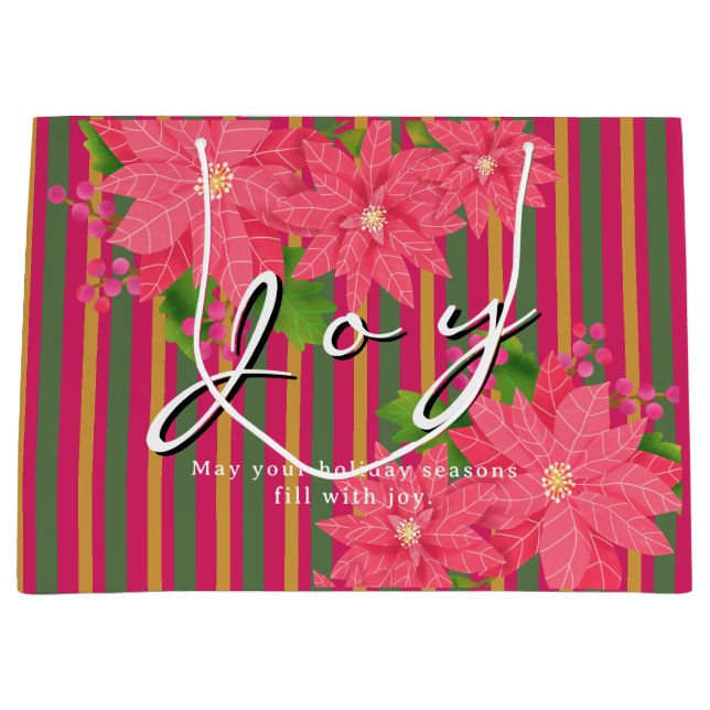 Joy Christmas Poinsettia Stripe Business Logo Gift (Framsidan)