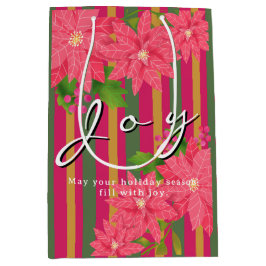 Joy Christmas Poinsettia Stripe Business Logo Gift