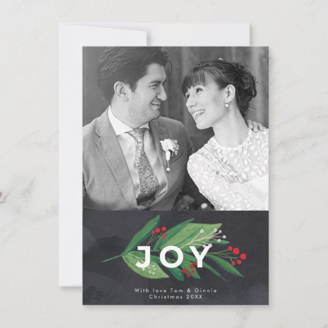 Joy christmas vinterfotokort för helgdag julkort (Framsida)