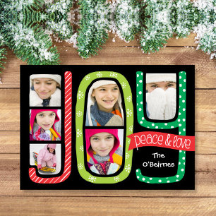 JOY Collage jul Photo Card Hand plockade Julkort