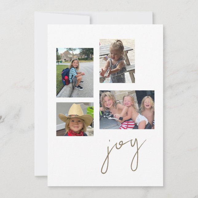 Joy Collage Photo Flat Helgdag Card Julkort (Framsida)