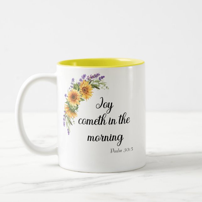 Joy Cometh in the Morning Mug Två-Tonad Mugg (Vänster)