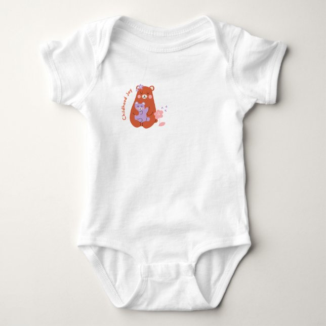 Joy Cute Bear Baby Bodydräkt T Shirt (Framsida)