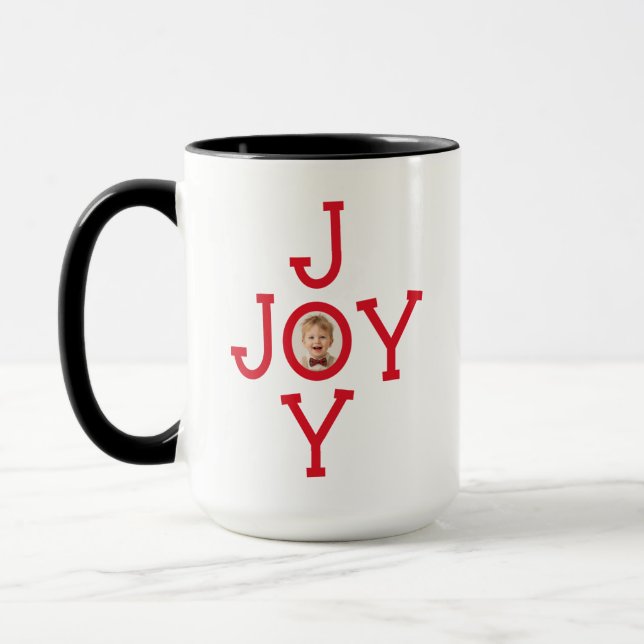 Joy Cute Minimal Christmas Add Your Own Photo Mugg (Vänster)