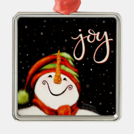 Joy Cute Smiling Snögubbe Inspirief jul Julgransprydnad Metall