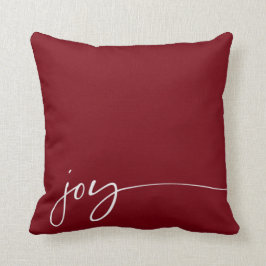 Joy Deep Red Elegant Script Typografi jul Kudde