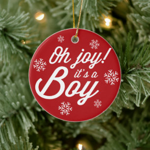 Joy, det är ett Helgdag-födelsemeddelande. Julgransprydnad Keramik