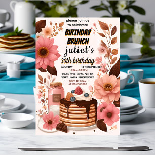 joy Donut-pannkakans vuxen rosa Brunch 30års födel Inbjudningar