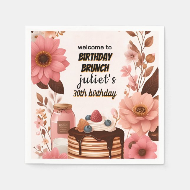 joy Donut-pannkakans vuxen rosa Brunch 30års födel Pappersservett (Framsidan)