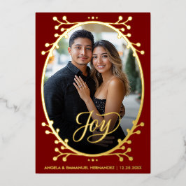  Joy | Elegant Calligraphy Photo Red Christmas