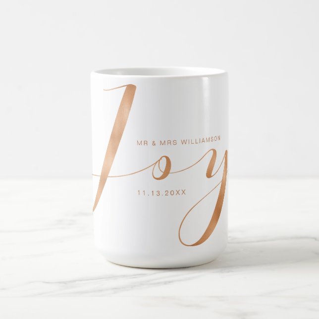 Joy | Elegant Copper Handwrite Mr & Mrs Helgdag Kaffemugg (Center)