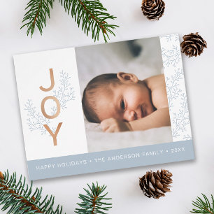 JOY   Elegant Foliage Baby Photo Helgdag Vykort