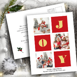 JOY Elegant Guld Snöflingor Modern skriptfoto Vykort