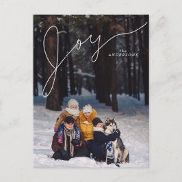 Joy Elegant Script med Family Photo Helg Vykort