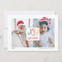 Joy Elevated Roligt Elf & Jultomten Hat 2 Photo Julkort