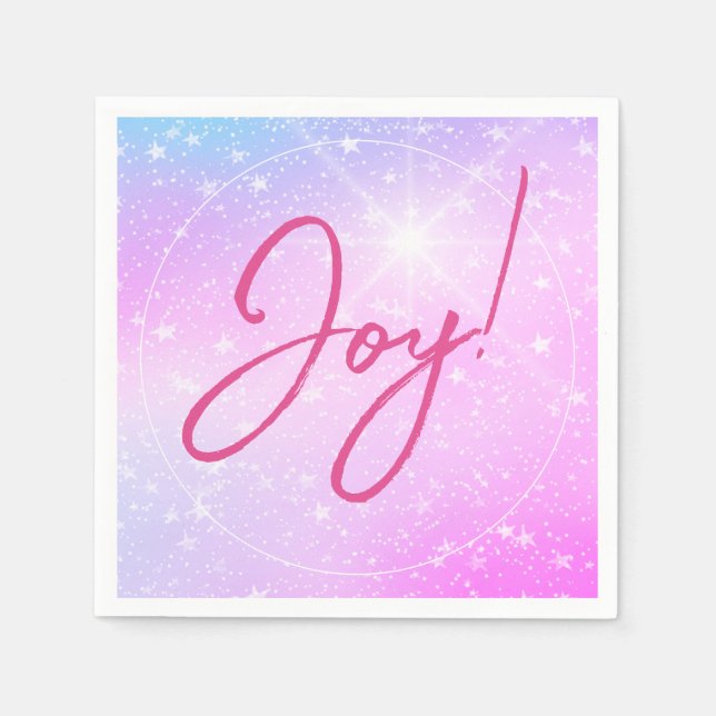 Joy! eller Message Fuchsia Text Lila Rosa Star Pappersservett (Framsidan)