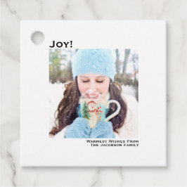 Joy! Enkel vit, minimalistisk fotojul Gåvor Etiketter