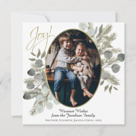 Joy! Eucalyptus Löv och Gräs Guld Photo Ram Julkort