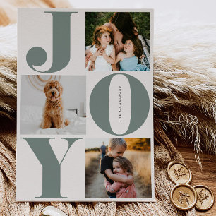 Joy Family Helgdag Collage Photo Cards Julkort