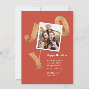Joy Family Helgdag Photo jul Card Scripture Julkort