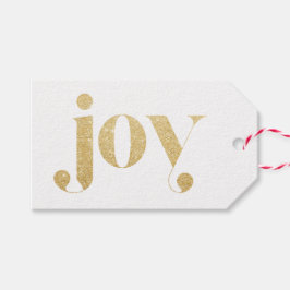 Joy Faux Guld Glitter Typography | Fressiv Helgdag Presentetikett